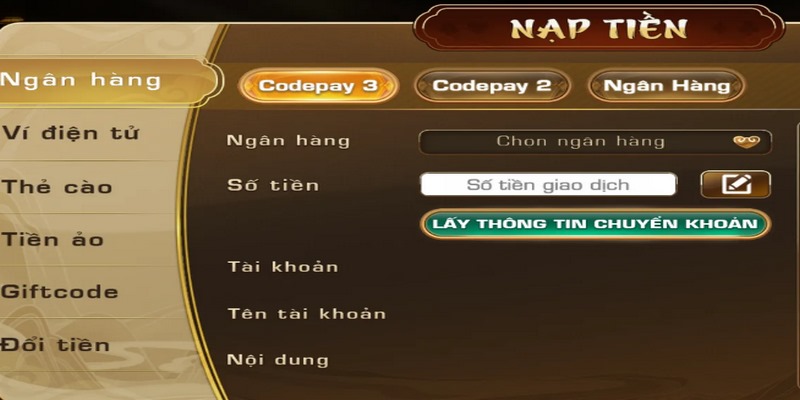 Nạp tiền TIP CLUB qua ngân hàng là phương thức phổ biến 